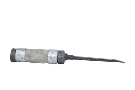 Old and rusty chisel with wooded aged handler