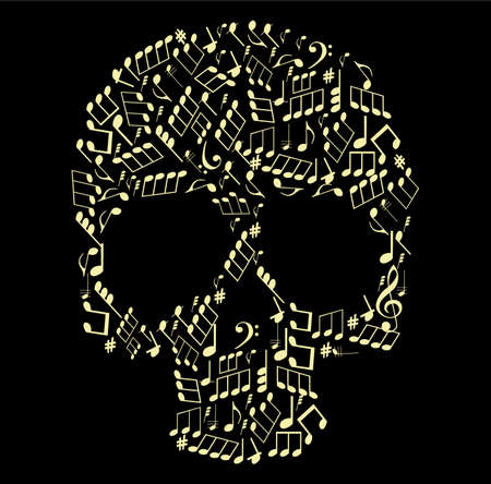 music skull made from notes vector illustrationのイラスト素材
