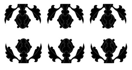 vector ornament In leaves style black colorのイラスト素材