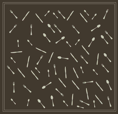 small spoon, knife and fork vector illustration menu card patternのイラスト素材