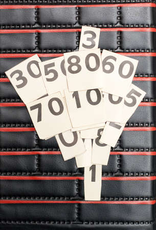 paper number black and white on leather folderの写真素材