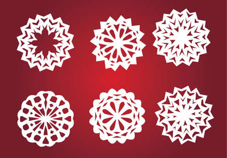 Snowflakes isolated on red gradient backgroundのイラスト素材