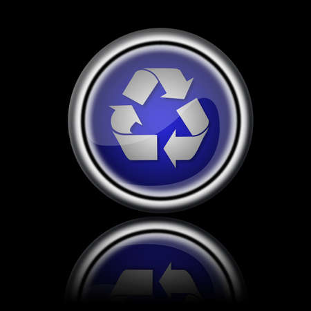 recycle button icon symbol illustration on blackの写真素材