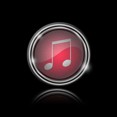 Red interface button with a music note iconの写真素材