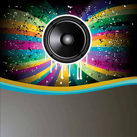 Rainbow Colorful Discotheque background with speakerのイラスト素材