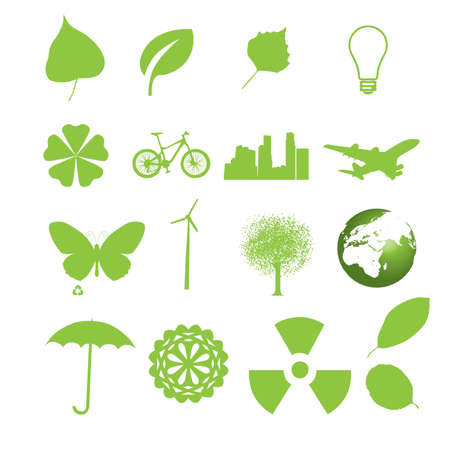 Set of ecology icons for web in green colorのイラスト素材