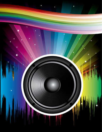 Rainbow Disco Background with speaker and starsのイラスト素材