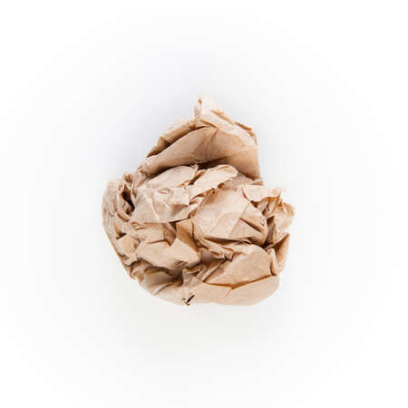 Crumbled Paper on white background, isolatedの写真素材