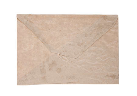 paper envelope of brown color on white background, isolatedの写真素材