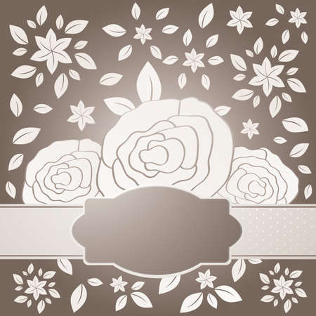 label over dark background of roses with leavesのイラスト素材