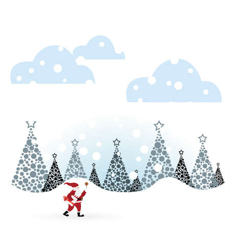 Santa Claus with candle in winter forest vector illustrationのイラスト素材