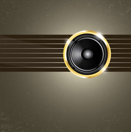 Modern music background with golden speaker on linesのイラスト素材