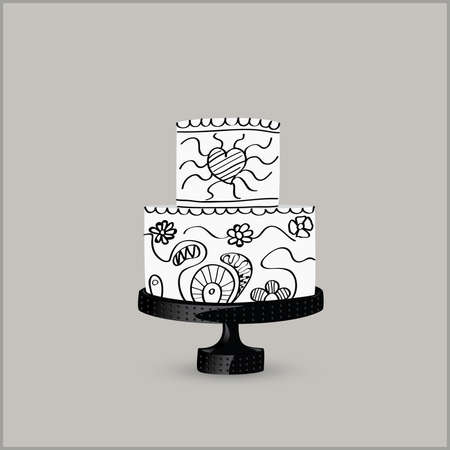 wedding invitation with cake. vector illustrationのイラスト素材