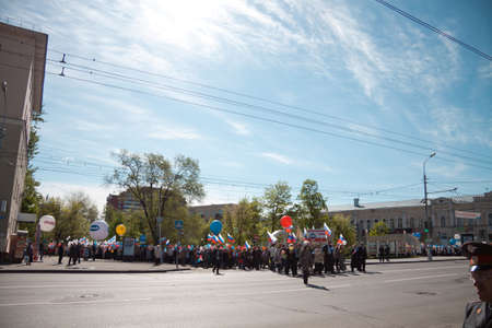 RUSSIA, PENZA - MAY 1: May Day demonstration. People celebrate Labor Day, May 1, 2012 in Penza Russiaのeditorial素材