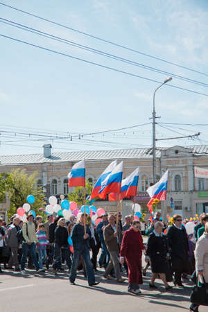 RUSSIA, PENZA - MAY 1: May Day demonstration. People celebrate Labor Day, May 1, 2012 in Penza Russiaのeditorial素材