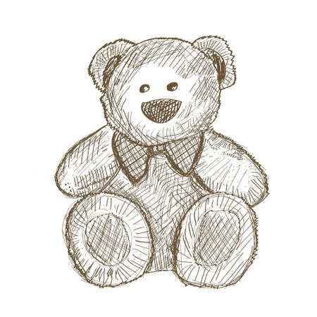 Hand drawn teddy bear isolated on white.のイラスト素材