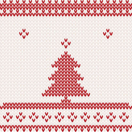 Knitted background with Christmas treeのイラスト素材