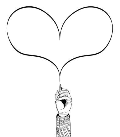 Heart drawing by hand. Retro vector illustration. のイラスト素材