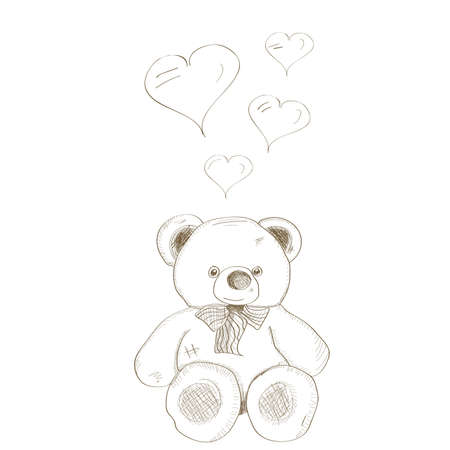hand drawn bear with heart. Valentine's dayのイラスト素材