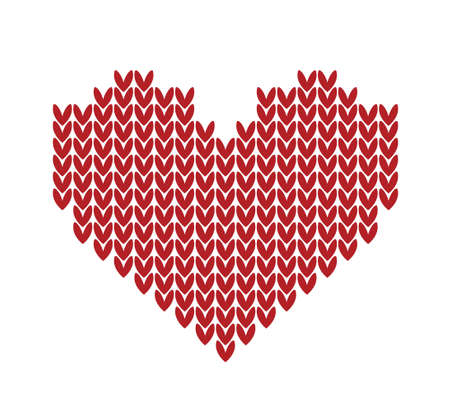 seamless Knitted pattern with red heartのイラスト素材