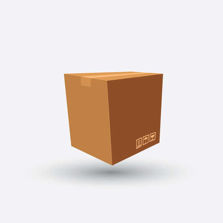 cardboard box carton container with shadow on grey backgroundのイラスト素材