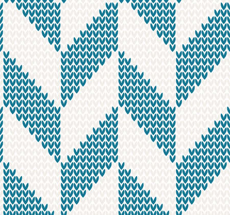 Seamless knitted pattern in blue and beige color