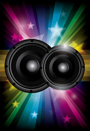 Disco club flyer with black speaker and transparency starsのイラスト素材