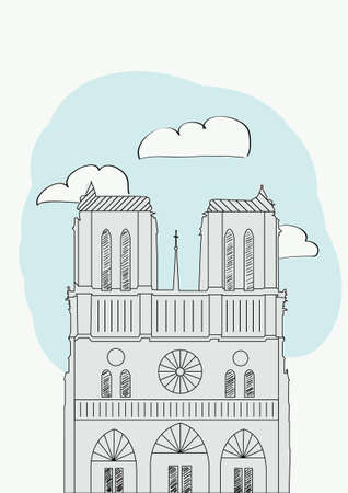 Notre Dame Cathedral  Paris  France  vector illustration for magazine or newspaperのイラスト素材