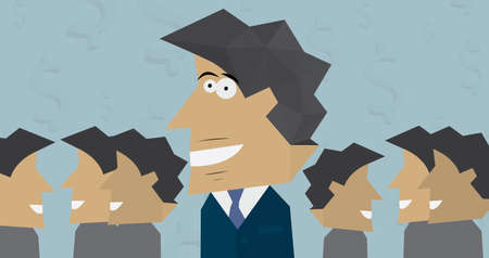 Smiling businessman with colleagues in the background Vector illustrationのイラスト素材
