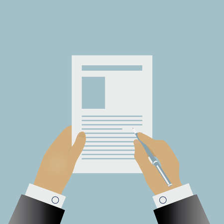 Hand signing a contract Vector illustration in flat designのイラスト素材