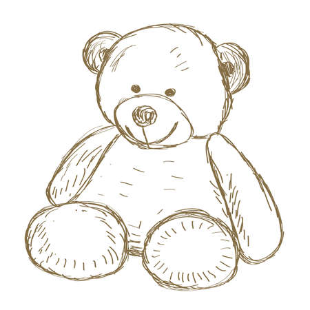 Hand drawn Teddy bear doodle Vector illustrationのイラスト素材