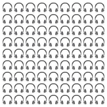 Headphones Seamless Pattern in Black & White Vector illustrationのイラスト素材