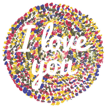 watercolor I love you vector illustration on white backgroundのイラスト素材