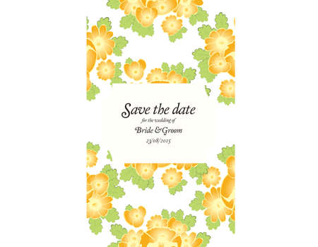 Save the date wedding invite card template with golden flowers vector illustrationのイラスト素材