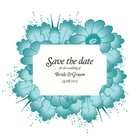 Wedding invitation cards with flowers and oak leavesのイラスト素材