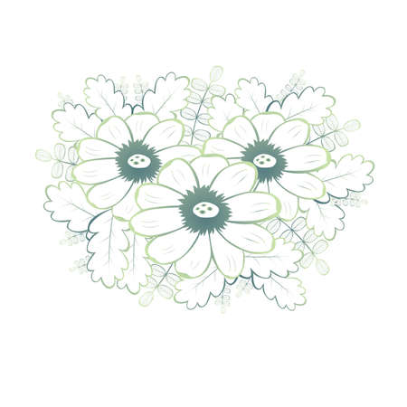 Abstract seamless pattern with green flowers on white backgroundのイラスト素材