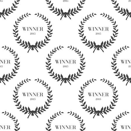 Seamless pattern with laurel wreaths Vector illustration in black and white colorのイラスト素材