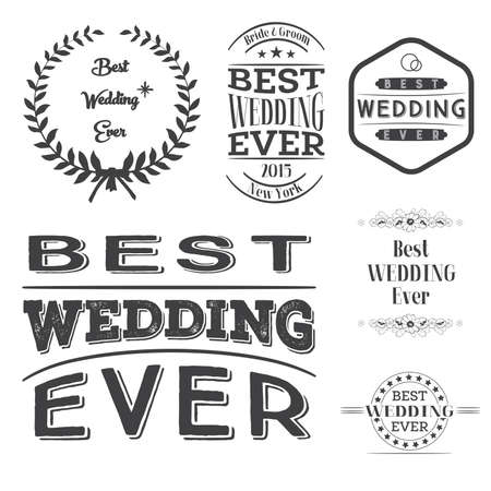 Set of best wedding ever labels Vector illustrationのイラスト素材