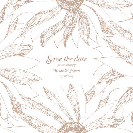 Save The Date Wedding invitation Card with flower Vector illustrationのイラスト素材