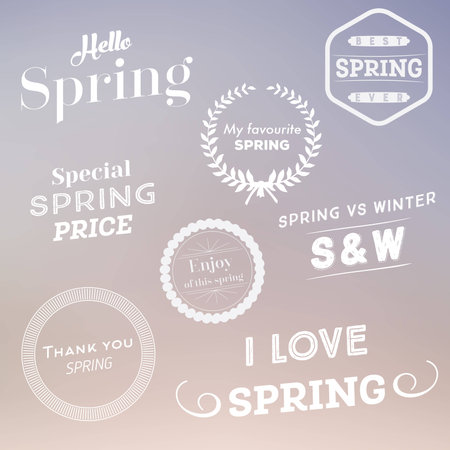 Set of spring typographic design elements Vector illustrationのイラスト素材