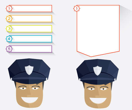 Policeman and blank message boards Vector illustration in flat styleのイラスト素材