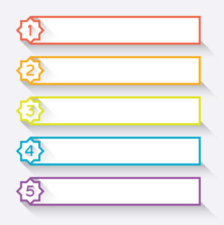 Set of 5 numbered paper style headers with star Vector illustrationのイラスト素材