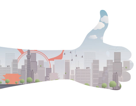 Vector thumb up icon double exposure Vector illustration eps 10のイラスト素材