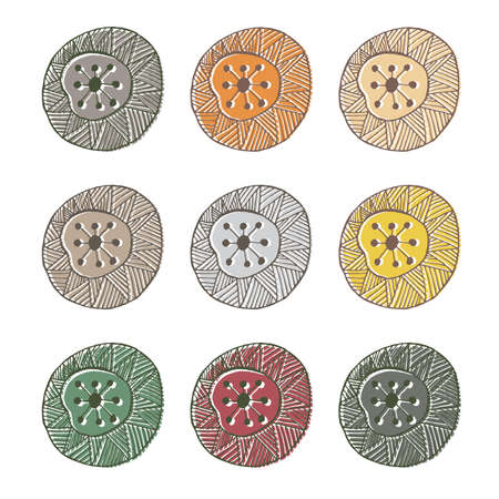 Set of African Amulet Vector Illustrationのイラスト素材