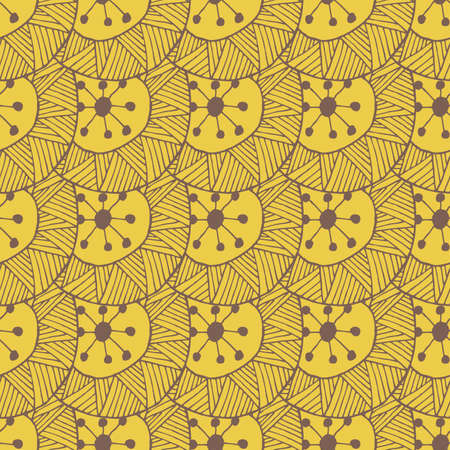 Hand drawn seamless pattern with triangle, line and circle. Repeating abstract background. Vector illustrationのイラスト素材