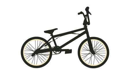 BMX Bike. Black Silhouette on White Background. Isolated Vector Illustrationのイラスト素材