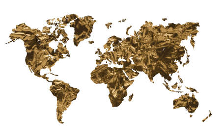 Gold world map isolated on white background Vector illustrationのイラスト素材