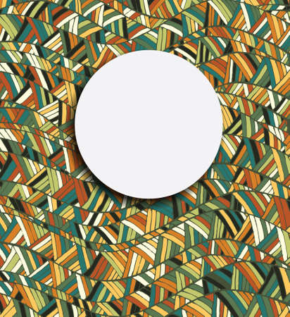 Vintage Wave Line and Triangle Hand-drawn Abstract Colorful Vector Pattern with Copy Spaceのイラスト素材