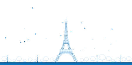 Outline Vector illustration of Eiffel Towerのイラスト素材
