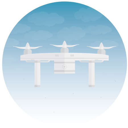 Drone Flying with camera in the sky Vector illustrationのイラスト素材